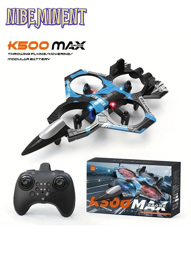 NIBEMINENT 2026 Impact-Resistant K500MAX Cool RC Airplane - Supports Throw-Start, 360° Rolls, Barometric Altitude Hold, One-Button High/Low Speed Switching, Drop-Resistant and Anti-Collision Design, Colorful LED Lights + Headless Mode, Ideal for Outdoor Flying - Image 3